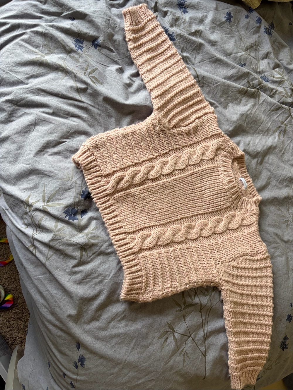 Kids Chunky Cable Knit Sweater - Blush Pink